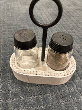 Marshalls White Wood Salt and Pepper Set with Black Tops